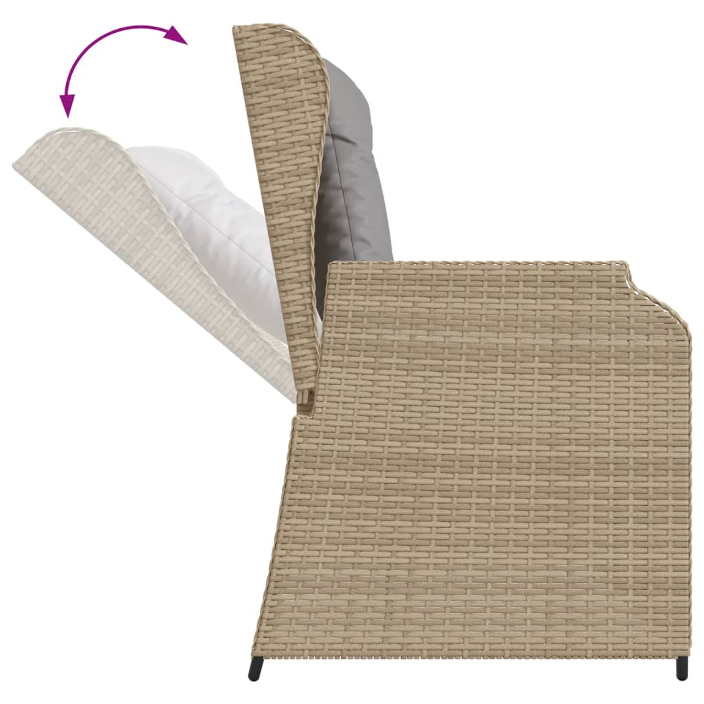 4-delige Loungeset met kussens poly rattan beige