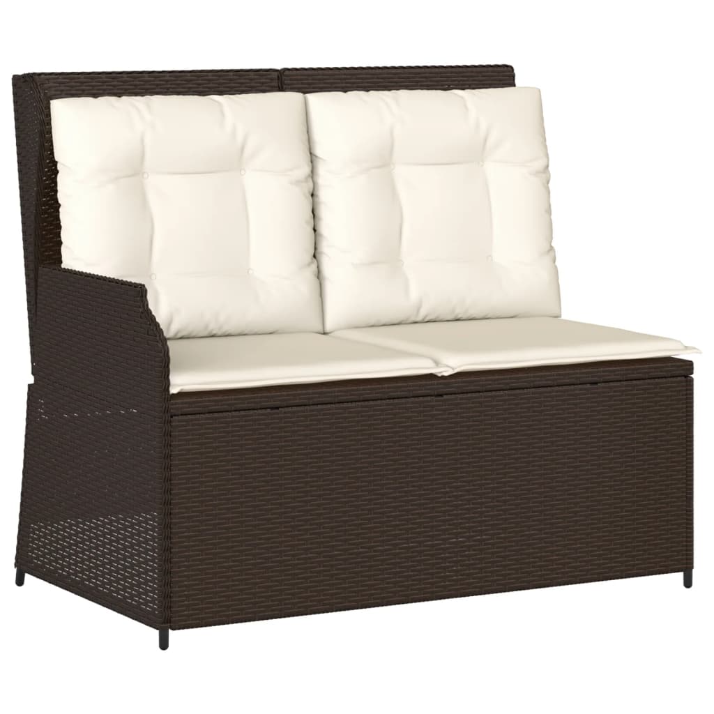 5-delige Loungeset met kussens poly rattan bruin