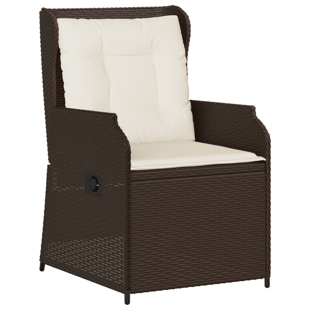 5-delige Loungeset met kussens poly rattan bruin