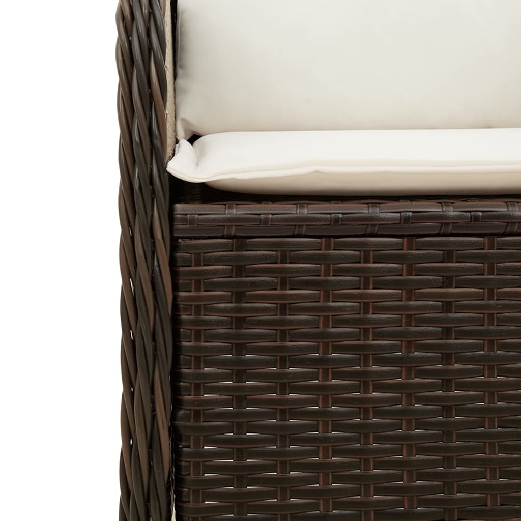 5-delige Loungeset met kussens poly rattan bruin