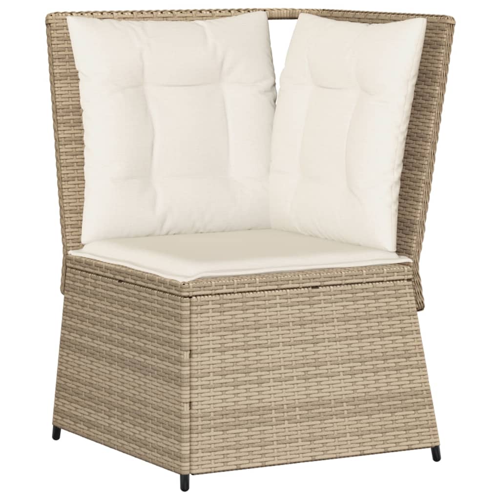 5-delige Loungeset met kussens poly rattan beige