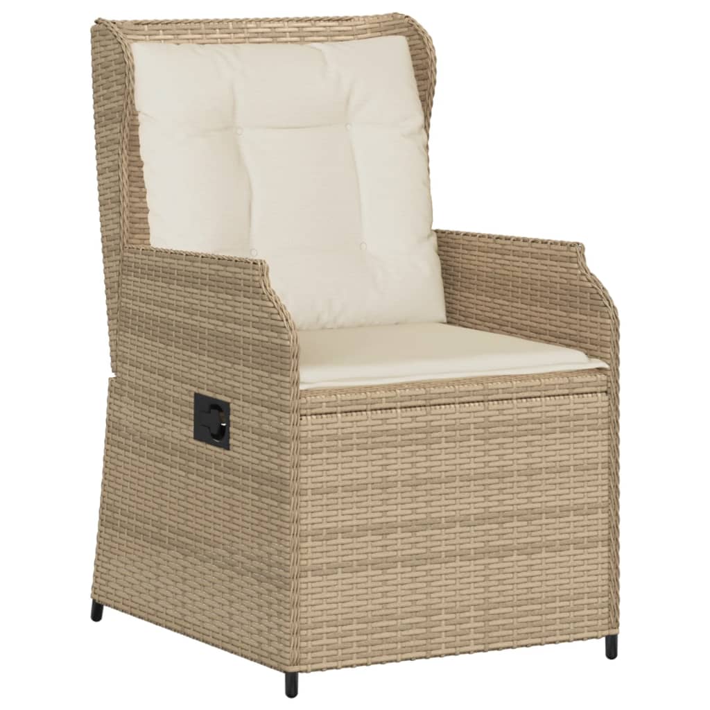 5-delige Loungeset met kussens poly rattan beige