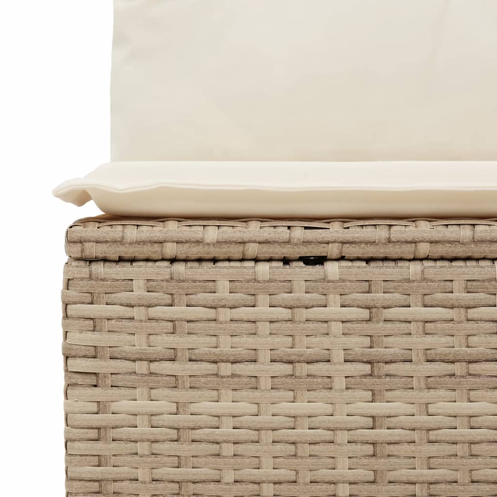 5-delige Loungeset met kussens poly rattan beige