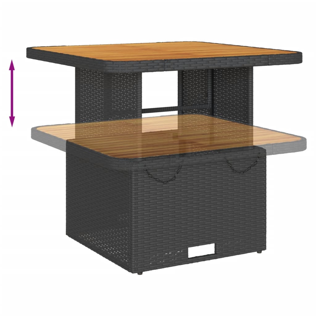 6-delige Loungeset met kussens poly rattan zwart