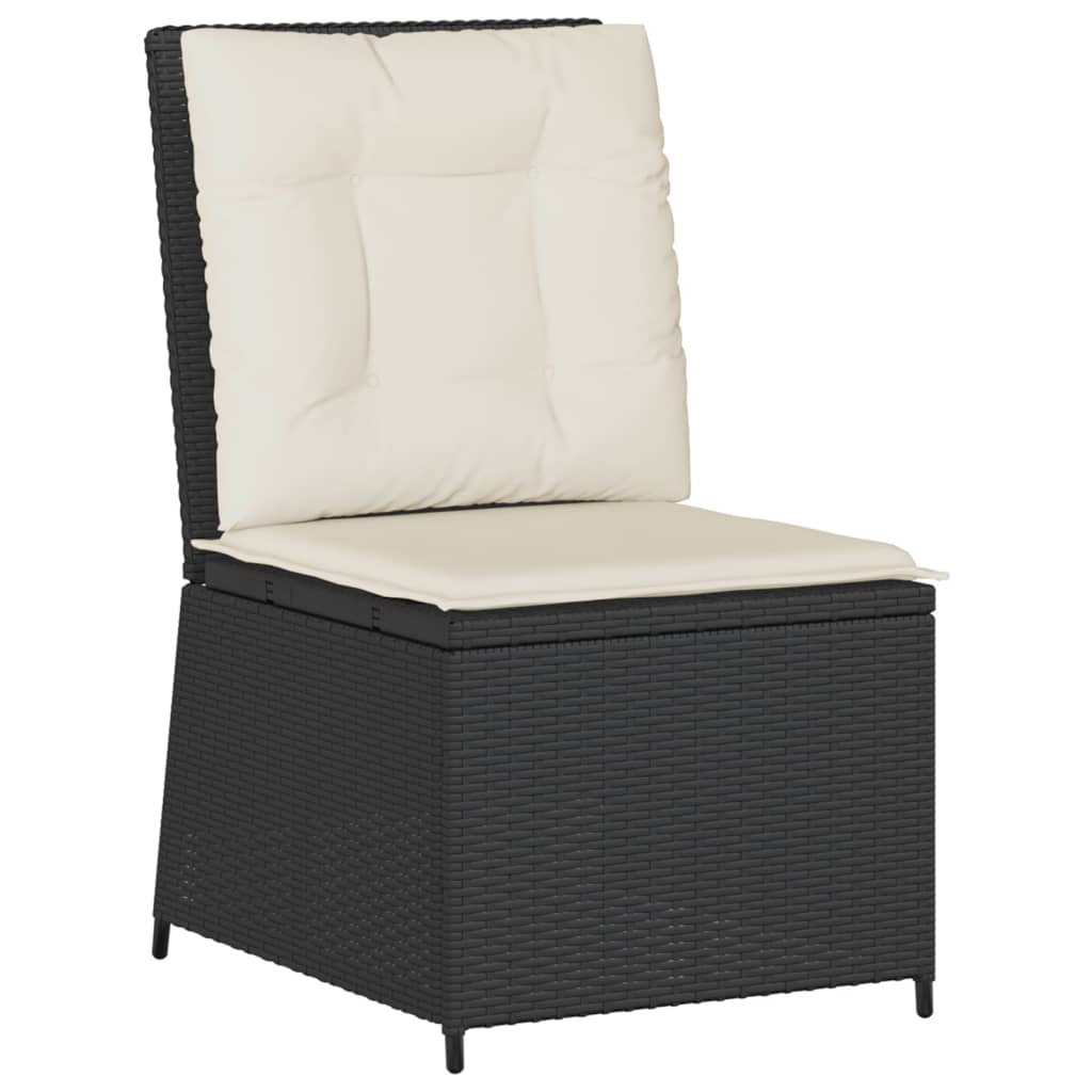 5-delige Loungeset met kussens poly rattan zwart