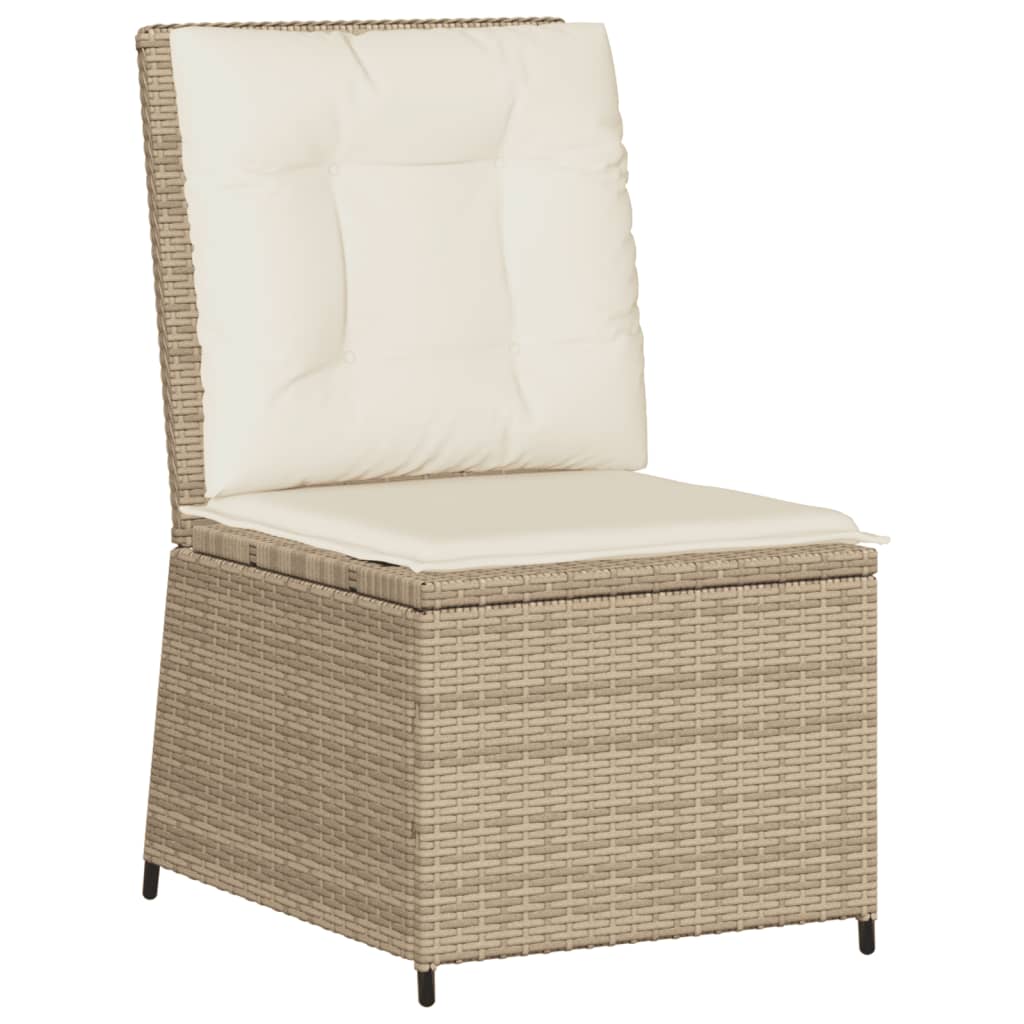 5-delige Loungeset met kussens poly rattan beige