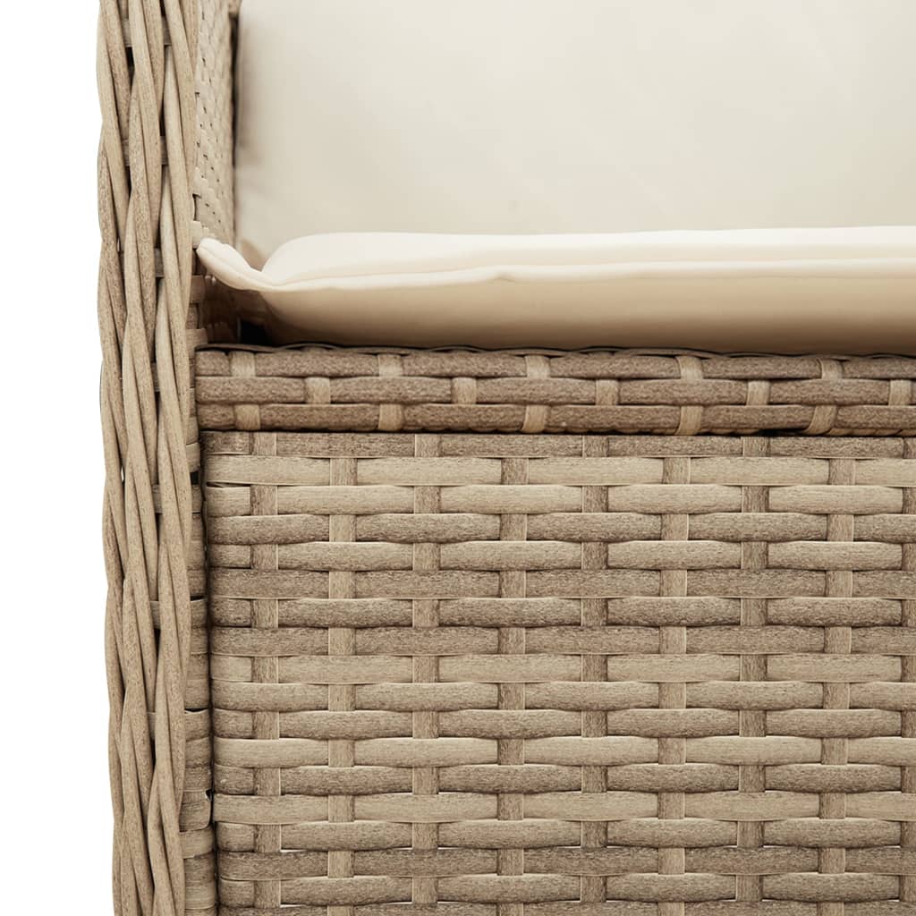 5-delige Loungeset met kussens poly rattan beige