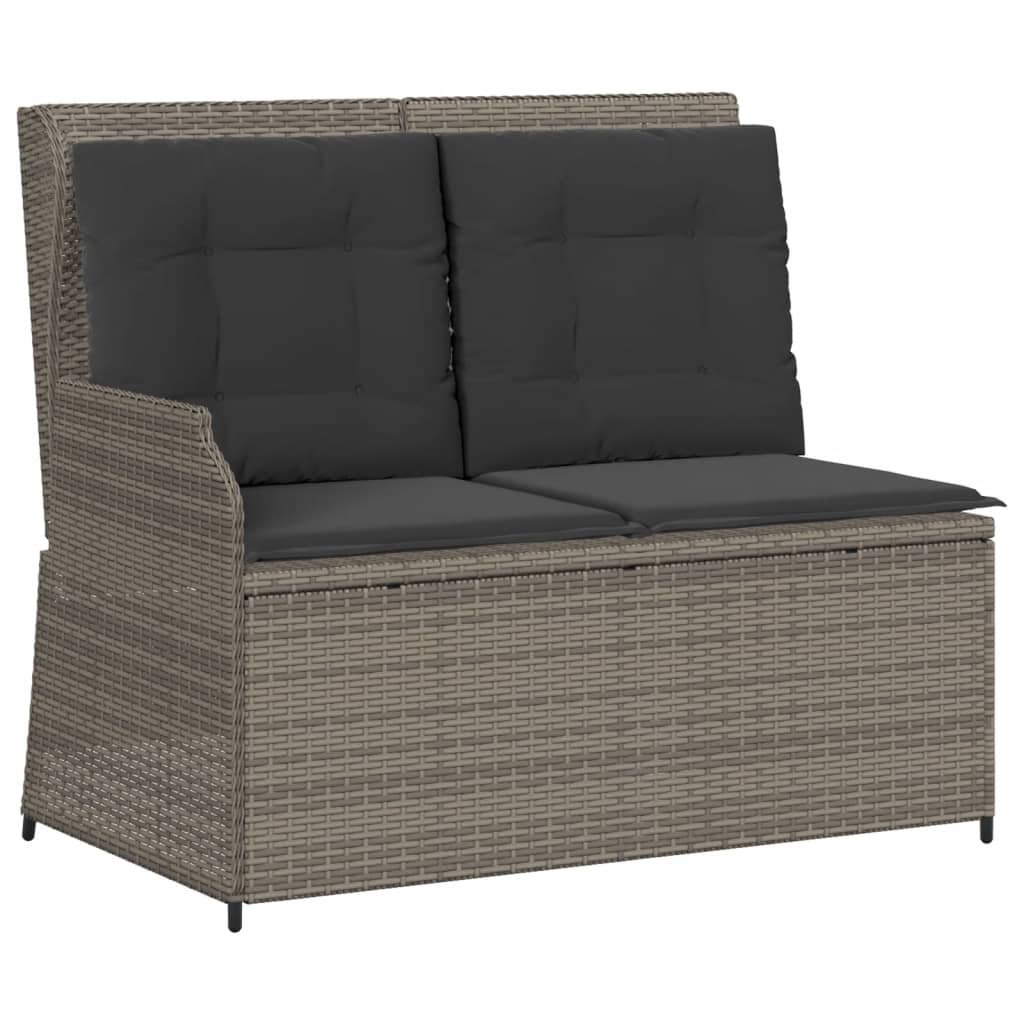 7-delige Loungeset met kussens poly rattan grijs