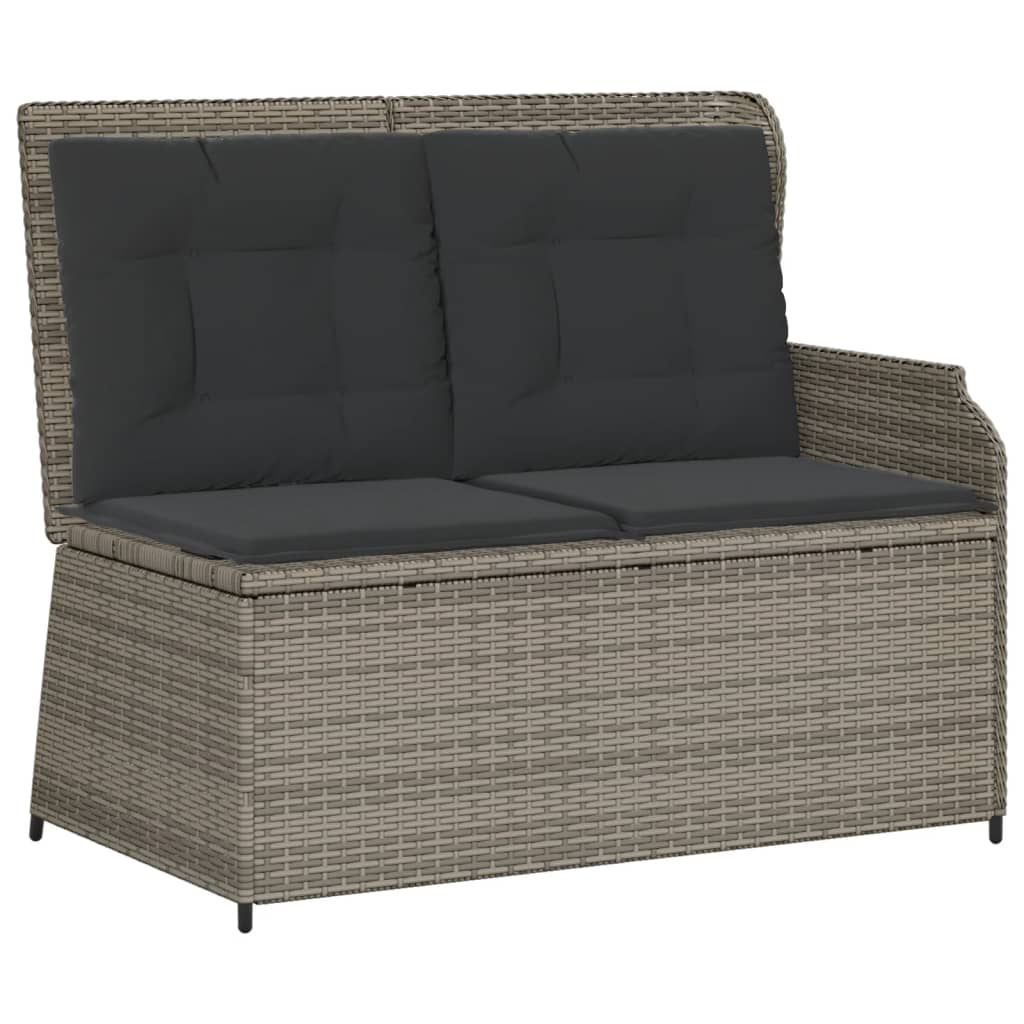 7-delige Loungeset met kussens poly rattan grijs