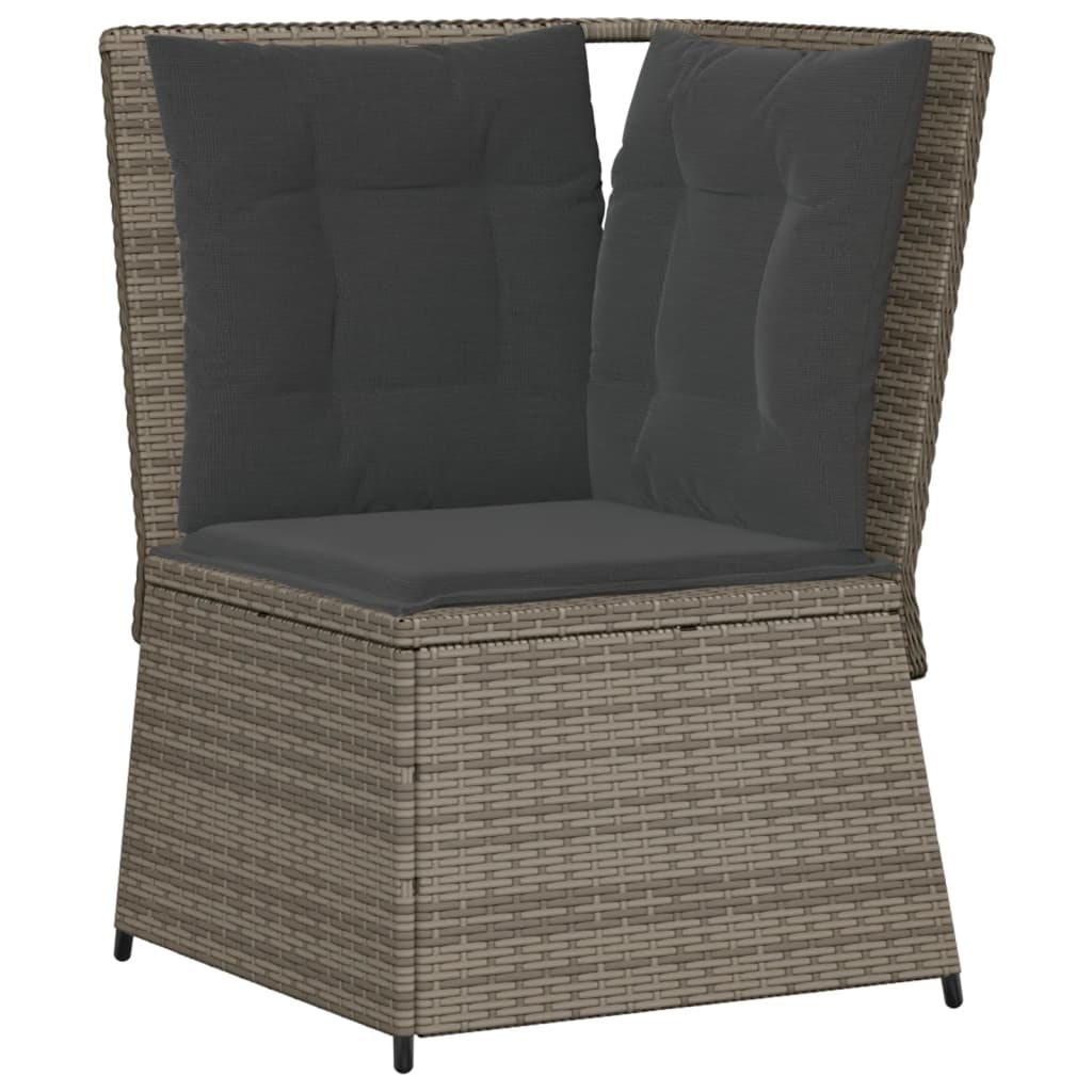 7-delige Loungeset met kussens poly rattan grijs