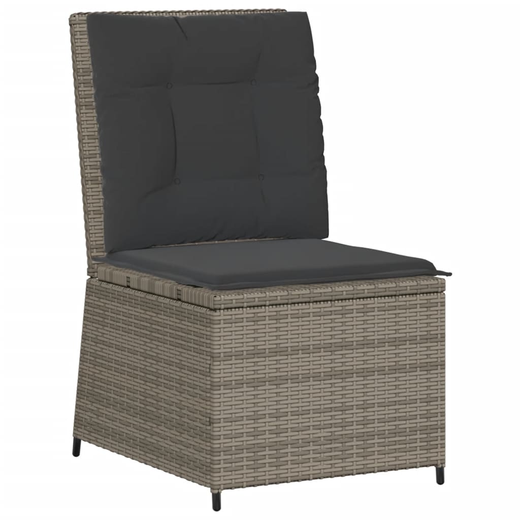 7-delige Loungeset met kussens poly rattan grijs