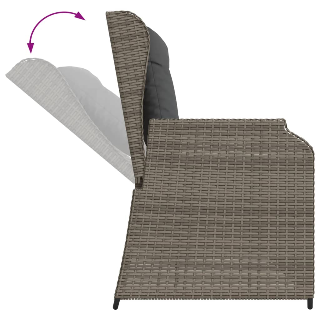 7-delige Loungeset met kussens poly rattan grijs