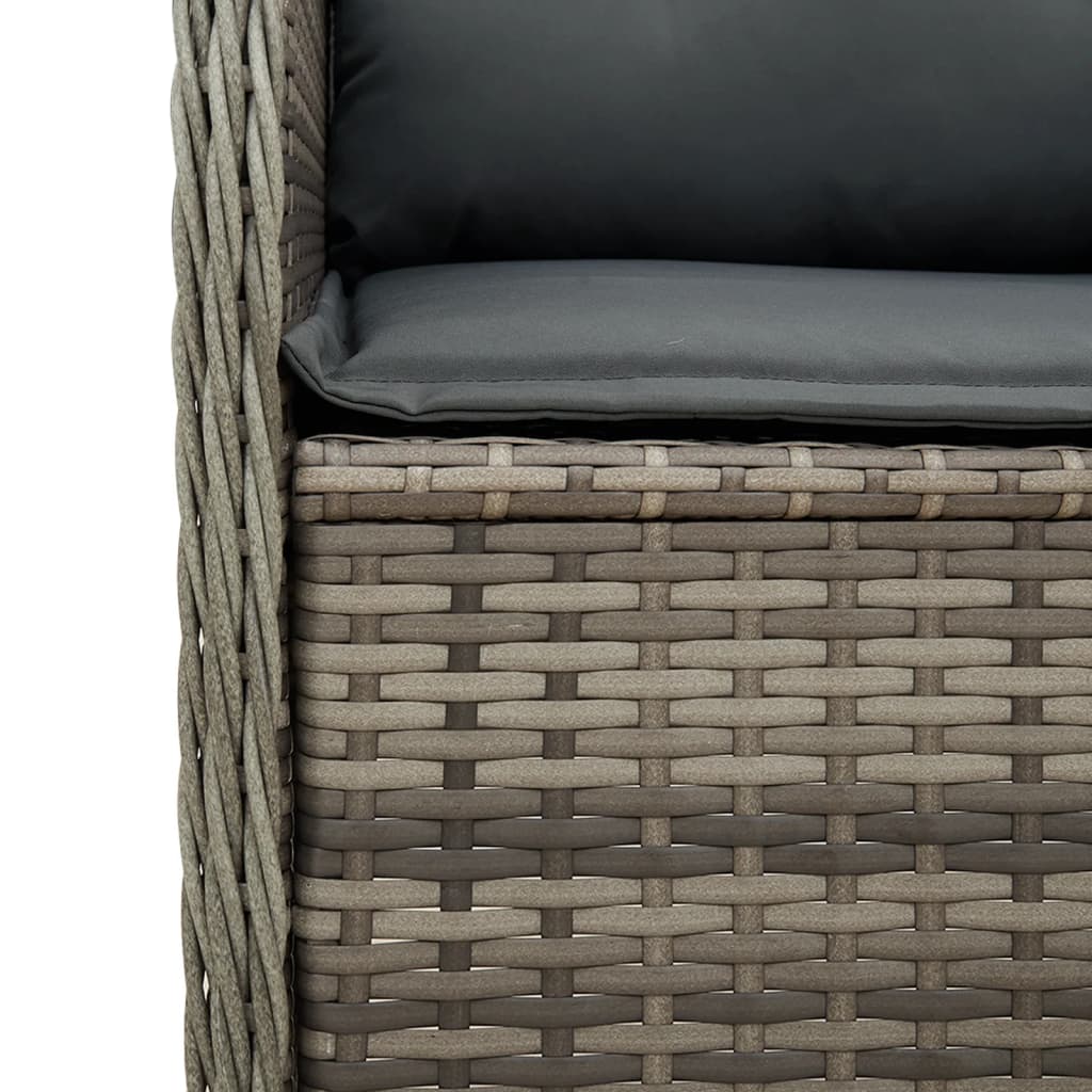 7-delige Loungeset met kussens poly rattan grijs