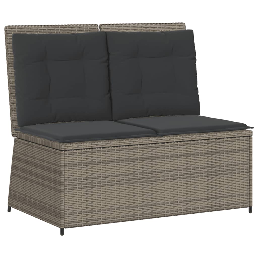 7-delige Loungeset met kussens poly rattan grijs