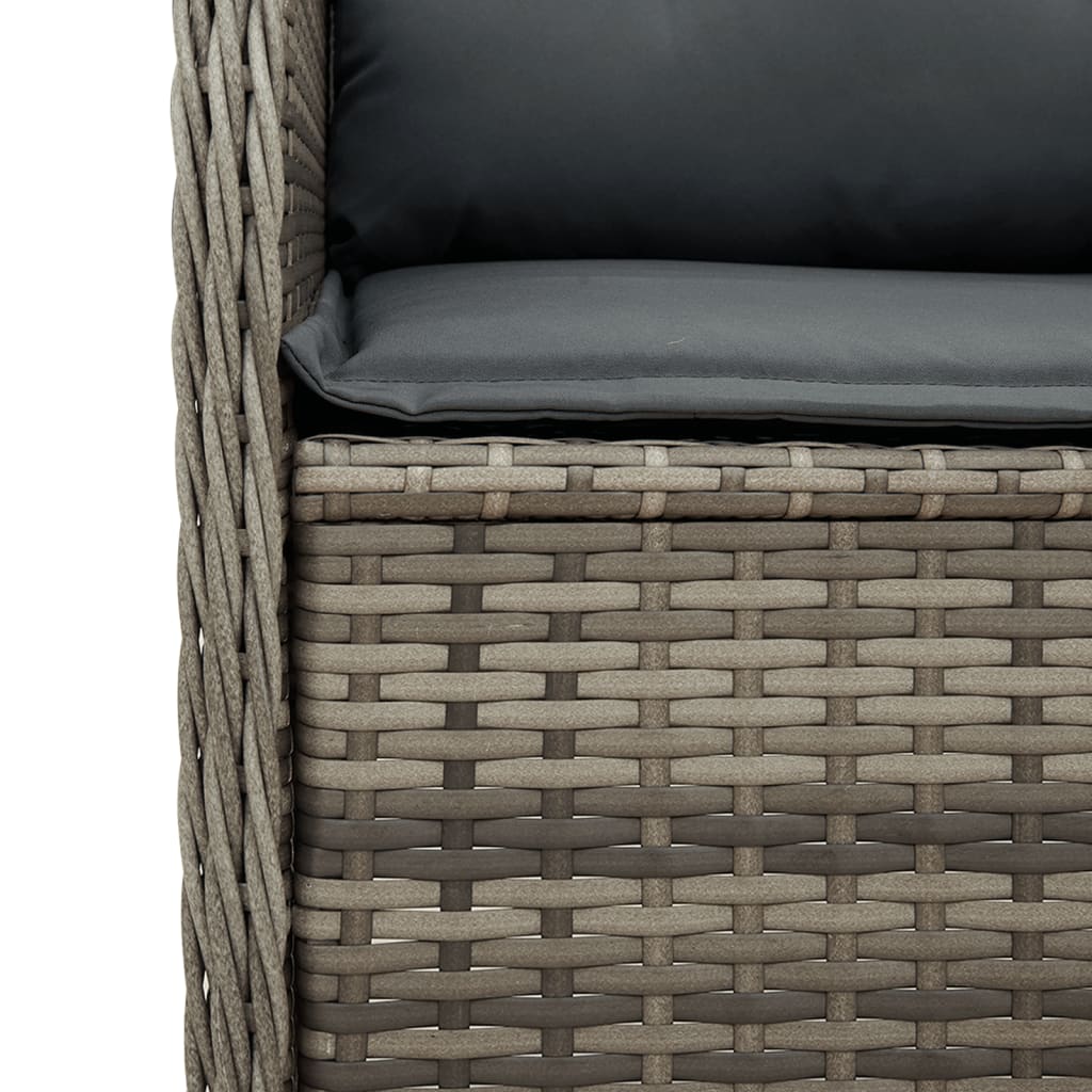 7-delige Loungeset met kussens poly rattan grijs