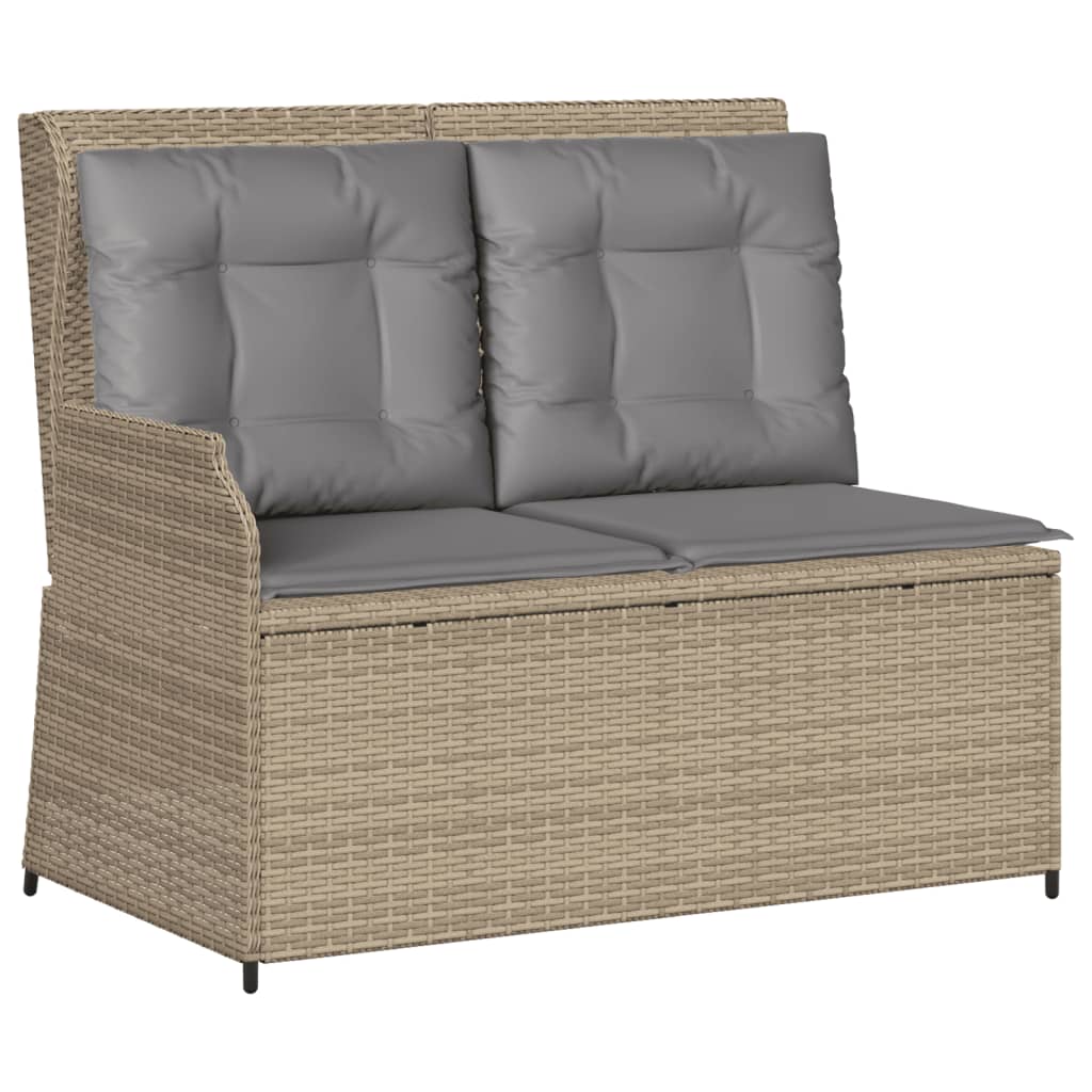 7-delige Loungeset met kussens poly rattan beige