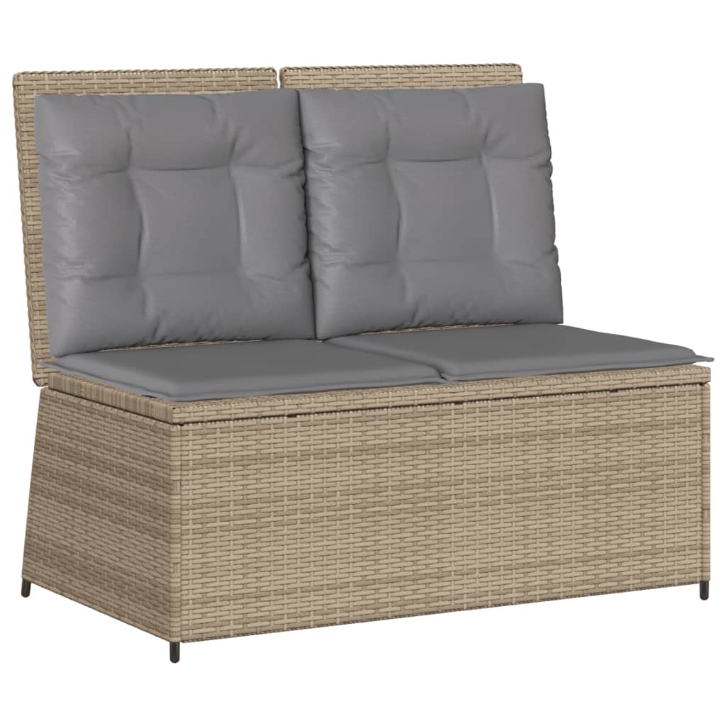 7-delige Loungeset met kussens poly rattan beige