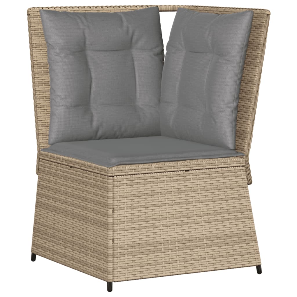 7-delige Loungeset met kussens poly rattan beige