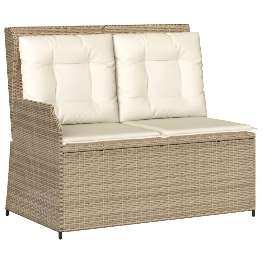 7-delige Loungeset met kussens poly rattan beige