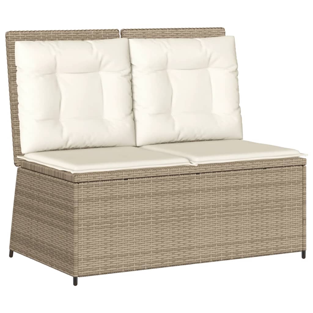 7-delige Loungeset met kussens poly rattan beige