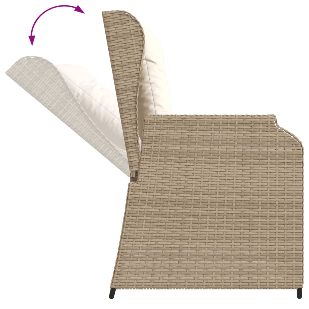 7-delige Loungeset met kussens poly rattan beige