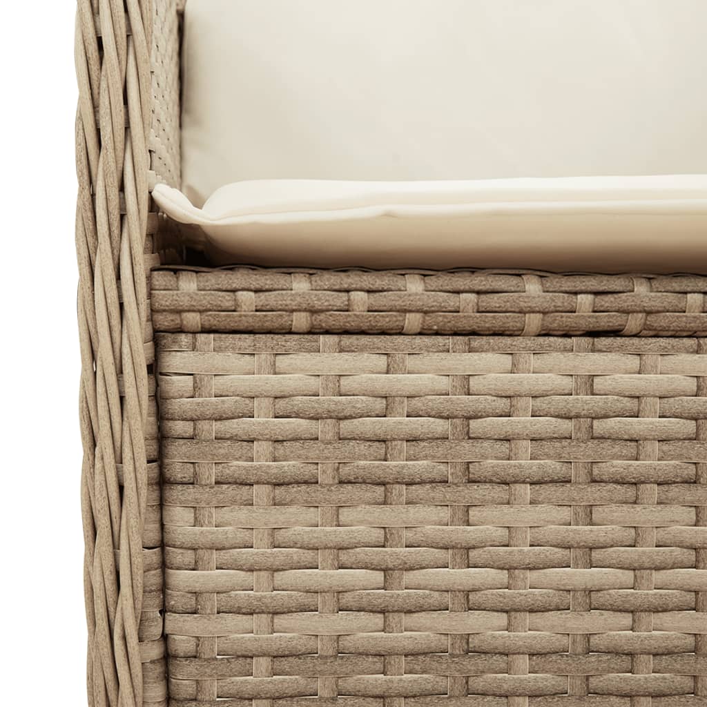 7-delige Loungeset met kussens poly rattan beige