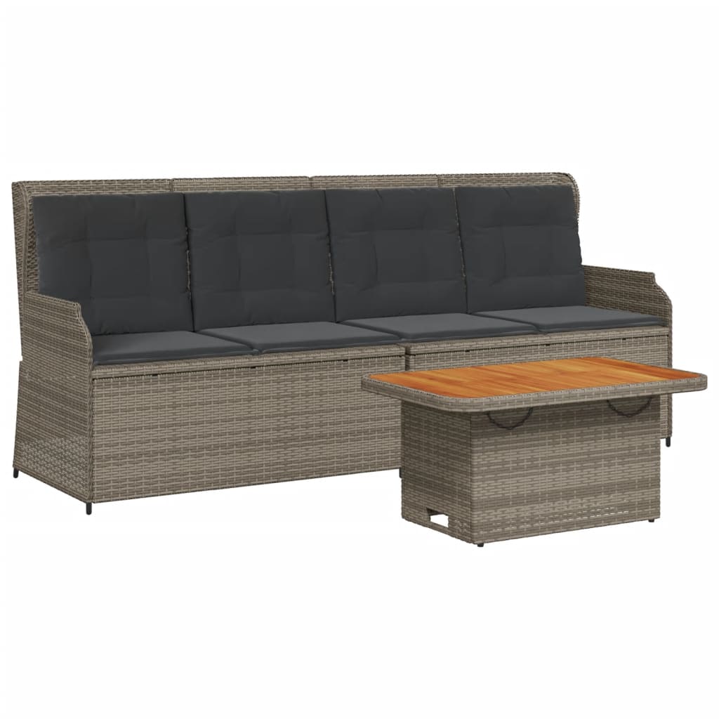 3-delige Loungeset met kussens poly rattan grijs