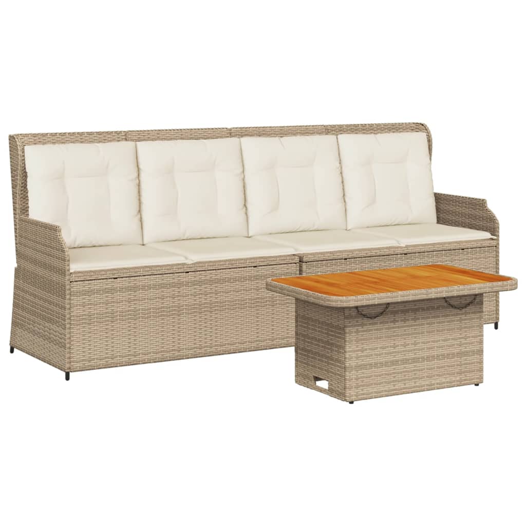 3-delige Loungeset met kussens poly rattan beige