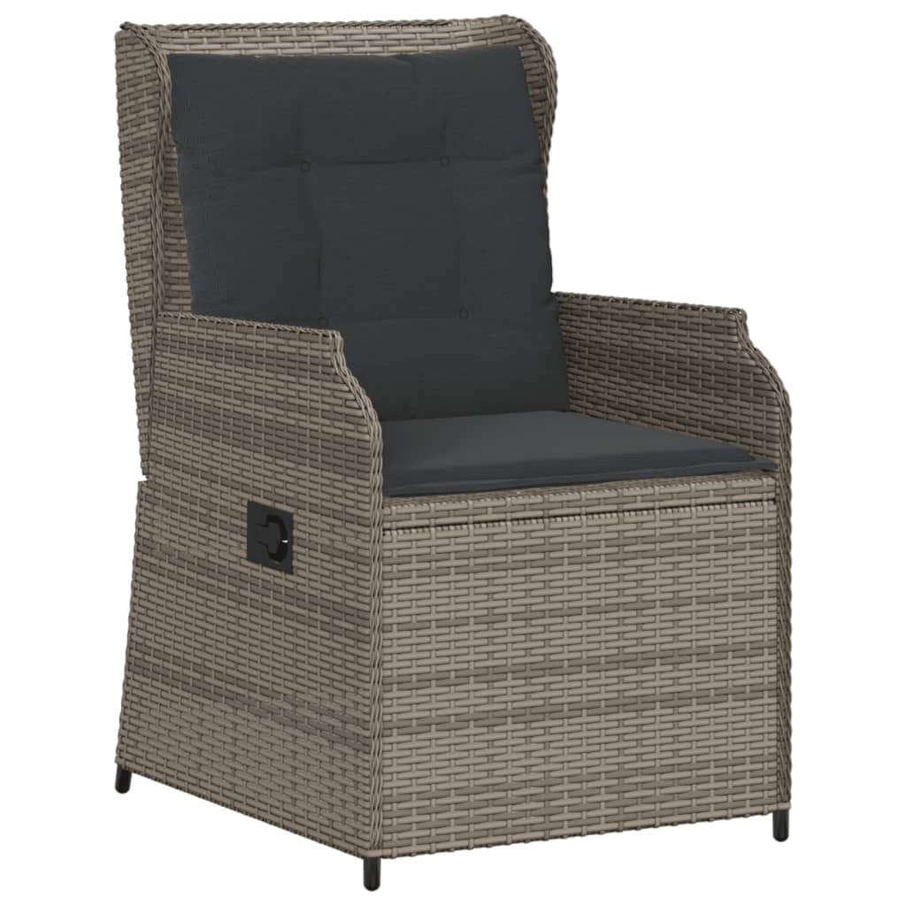 5-delige Loungeset met kussens poly rattan grijs