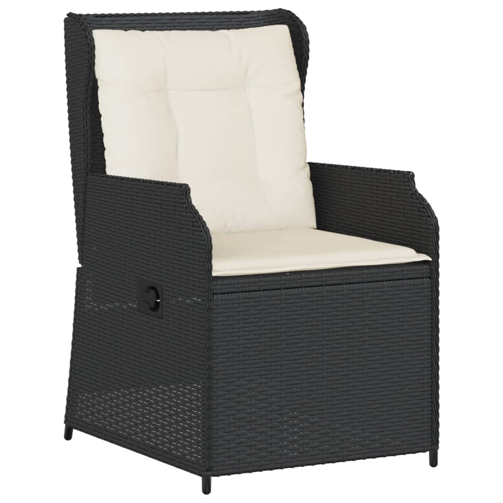 6-delige Loungeset met kussens poly rattan zwart