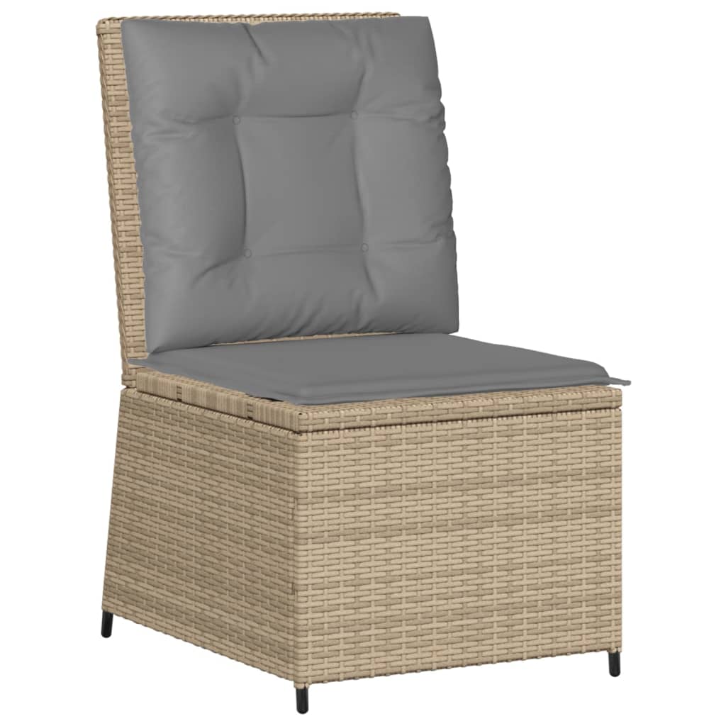 5-delige Loungeset met kussens poly rattan beige