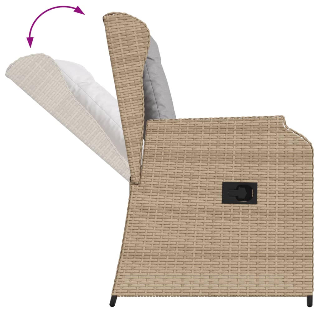 3-delige Loungeset met kussens poly rattan beige