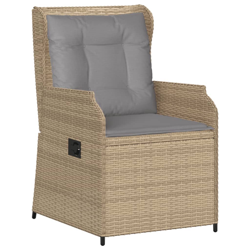 5-delige Loungeset met kussens poly rattan beige