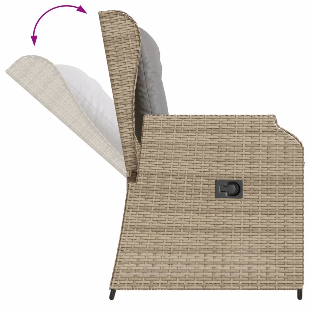 3-delige Loungeset met kussens poly rattan beige