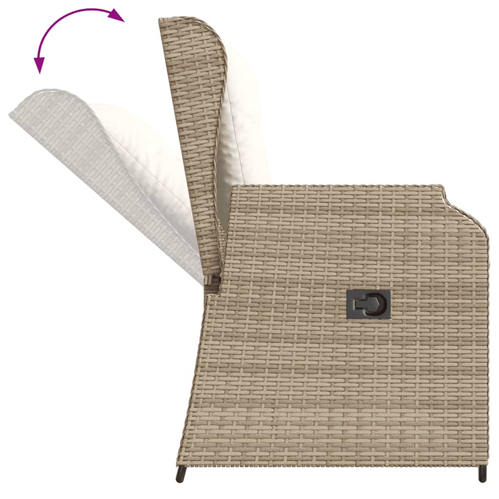 3-delige Loungeset met kussens poly rattan beige