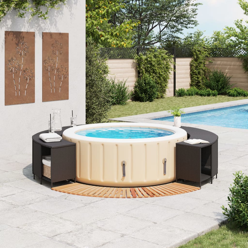 Hottub-ombouw poly rattan en massief acaciahout zwart