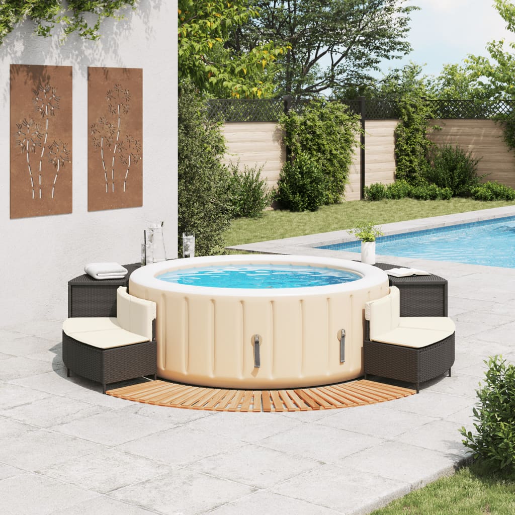 Hottub-ombouw poly rattan en massief acaciahout zwart