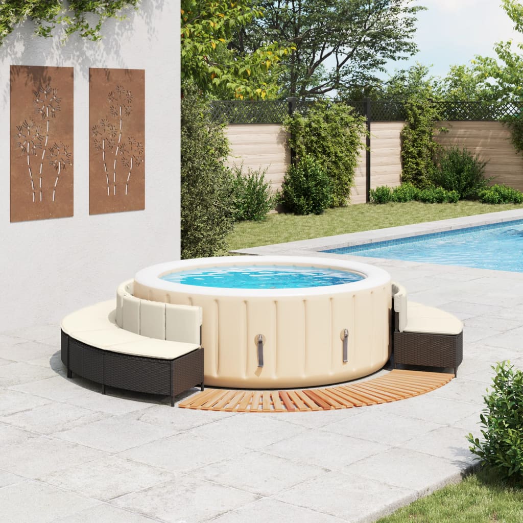 Hottub-ombouw poly rattan en massief acaciahout zwart