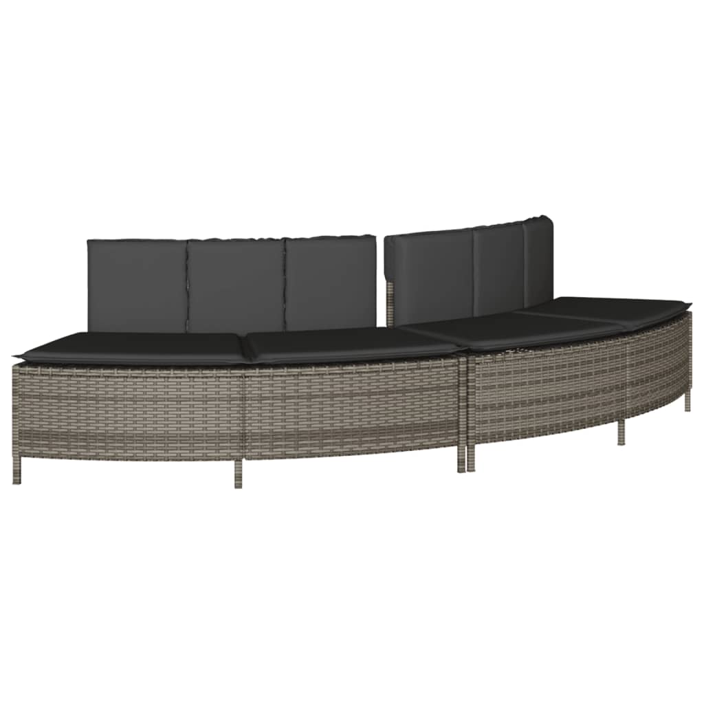 Hottub-ombouw poly rattan massief acaciahout grijs