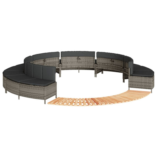 Hottub-ombouw poly rattan massief acaciahout grijs