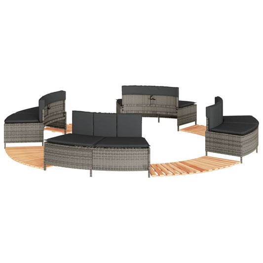 Hottub-ombouw poly rattan massief acaciahout grijs