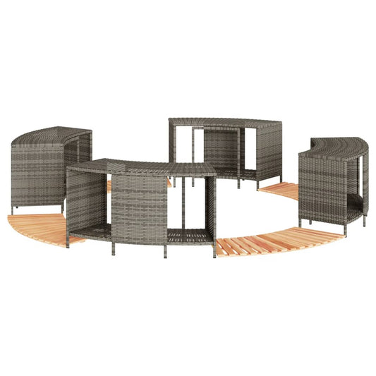 Hottub-ombouw poly rattan massief acaciahout grijs