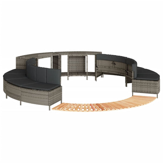 Hottub-ombouw poly rattan massief acaciahout grijs