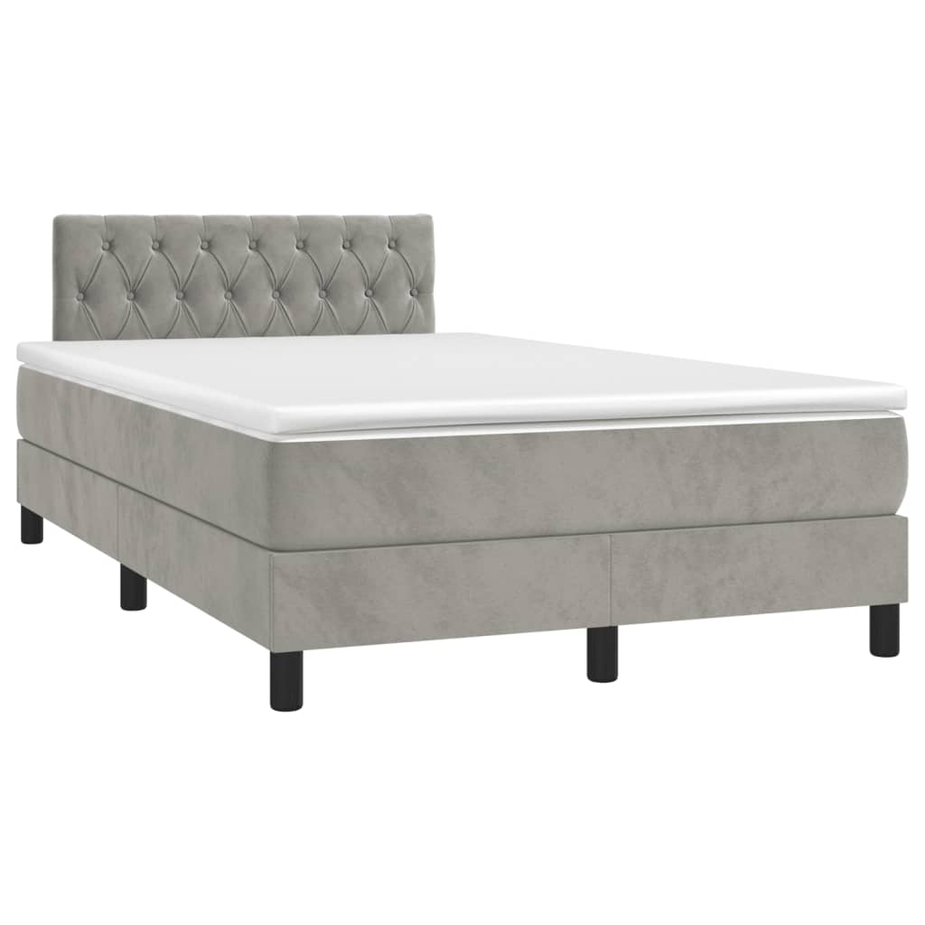 Boxspring met matras fluweel lichtgrijs 120x190 cm Bedden & bedframes | Creëer jouw Trendy Thuis | Gratis bezorgd & Retour | Trendy.nl