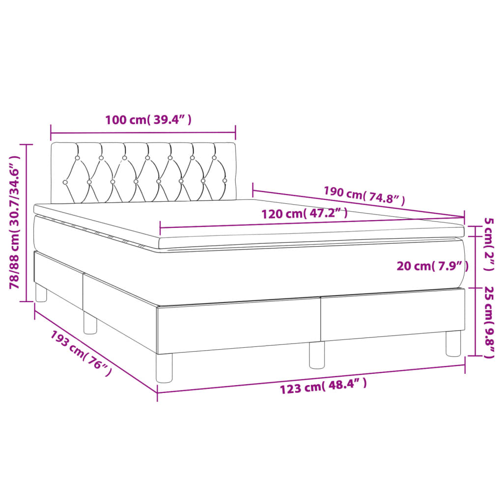 Boxspring met matras fluweel lichtgrijs 120x190 cm Bedden & bedframes | Creëer jouw Trendy Thuis | Gratis bezorgd & Retour | Trendy.nl