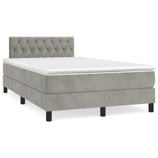 Boxspring met matras fluweel lichtgrijs 120x190 cm Bedden & bedframes | Creëer jouw Trendy Thuis | Gratis bezorgd & Retour | Trendy.nl