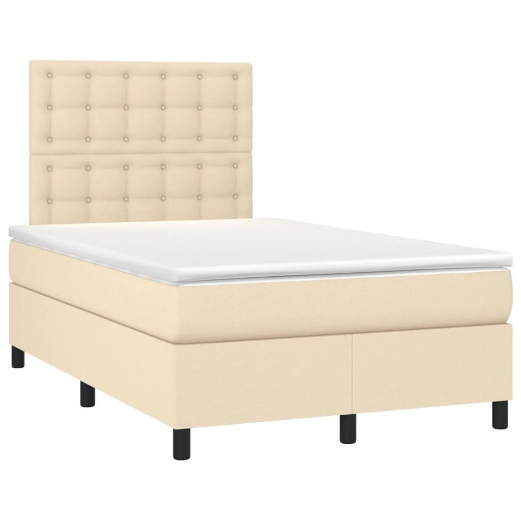 Boxspring met matras stof crèmekleurig 120x190 cm Bedden & bedframes | Creëer jouw Trendy Thuis | Gratis bezorgd & Retour | Trendy.nl