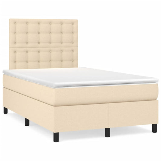 Boxspring met matras stof crèmekleurig 120x190 cm Bedden & bedframes | Creëer jouw Trendy Thuis | Gratis bezorgd & Retour | Trendy.nl