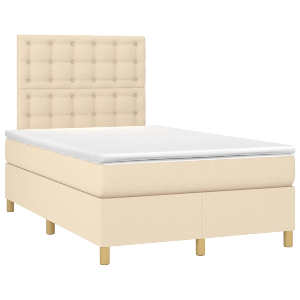 Boxspring met matras stof crèmekleurig 120x190 cm Bedden & bedframes | Creëer jouw Trendy Thuis | Gratis bezorgd & Retour | Trendy.nl