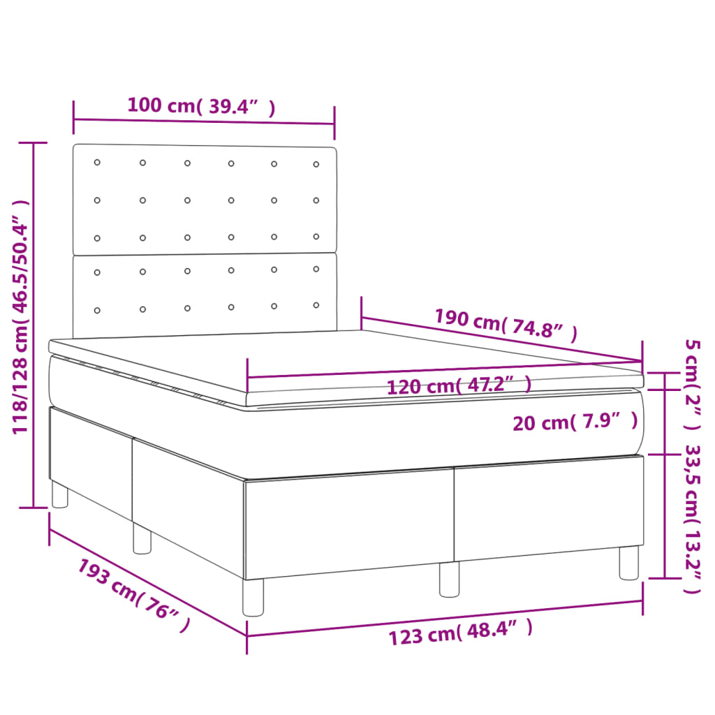 Boxspring met matras stof crèmekleurig 120x190 cm Bedden & bedframes | Creëer jouw Trendy Thuis | Gratis bezorgd & Retour | Trendy.nl